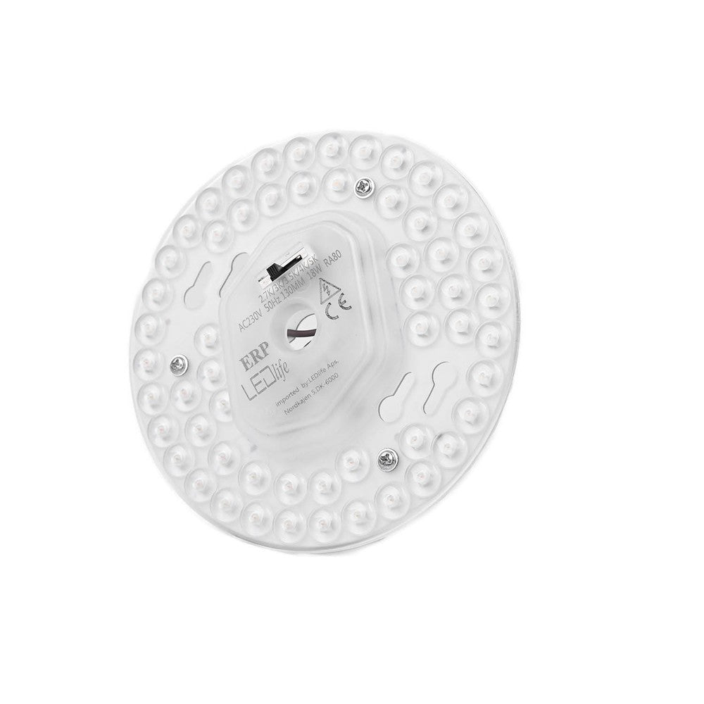 LED indsats 18W med linser, Ø130 mm, dæmpbar, 5-i-1 CCT, Flicker Free
