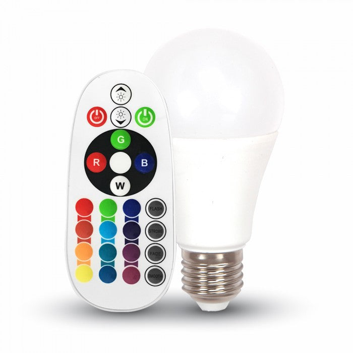 6W RGB LED pære Med RF fjernbetjening, E27