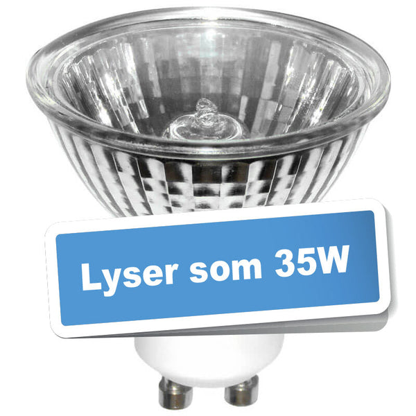 28W lyser som 35W Øko-halogenpære 230V GU10 Alu