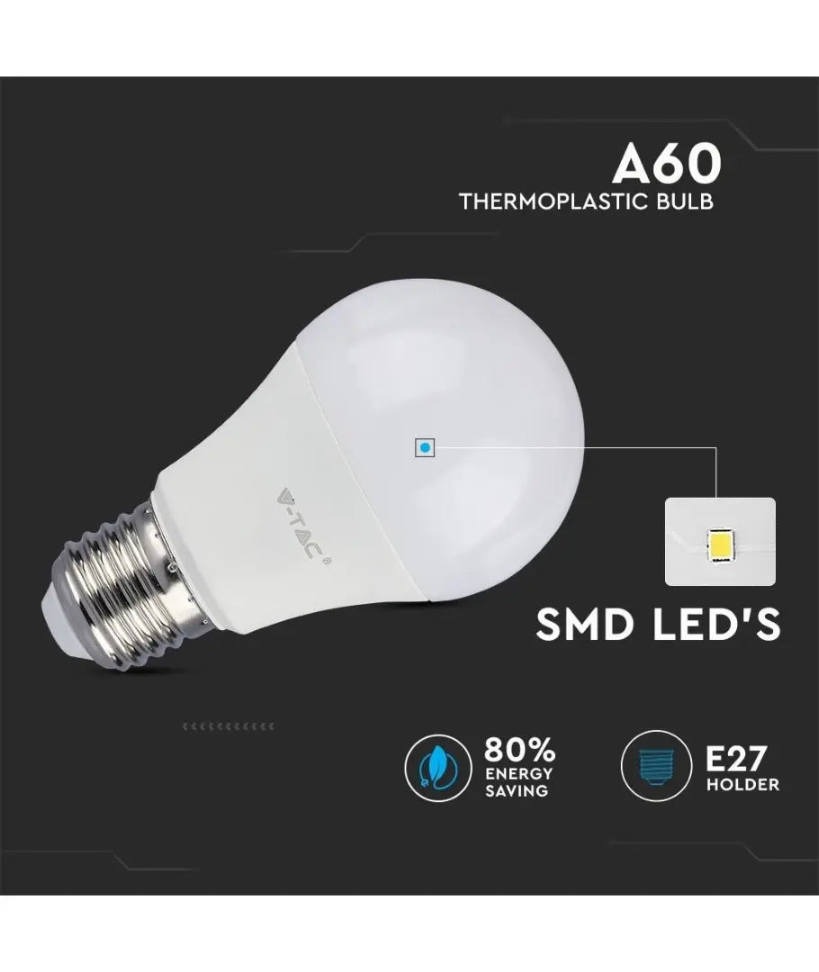 8,5W (60W) LED pære E27 3000K 806Lm 200°