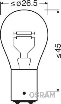 Osram original pære, bremse/baglygte 12V, 4W